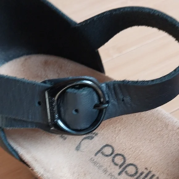 Papillio Black Leather Wedge Mules - Picture 15 of 15